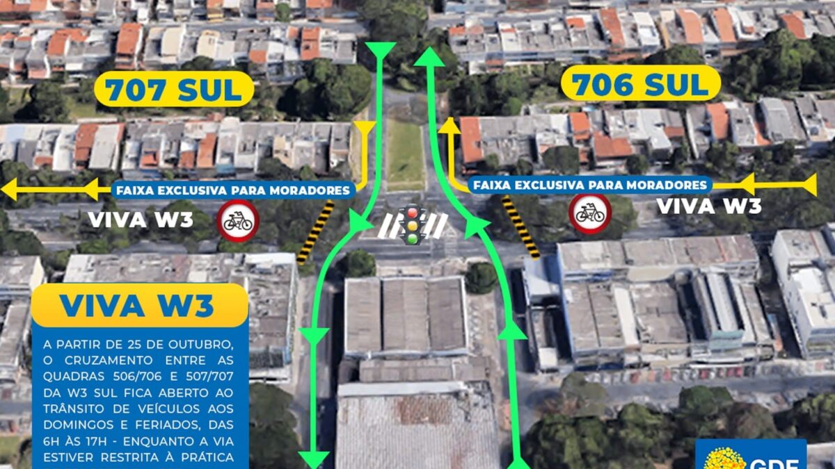 “Viva W3” terá cruzamento liberado para carros a partir de domingo