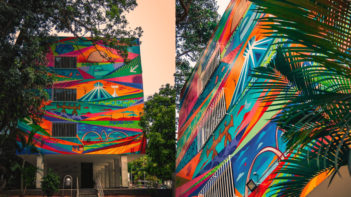 Artistas brasilienses fazem mural em quadra residencial