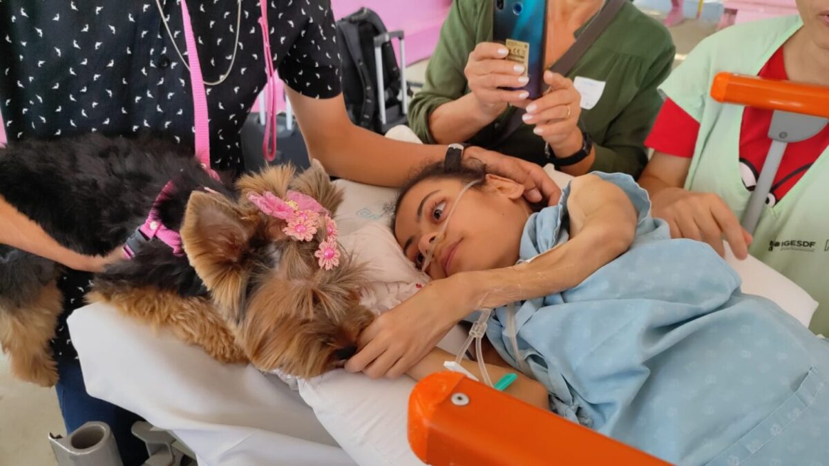 Paciente do Hospital de Base recebe visita da cachorrinha de estimação