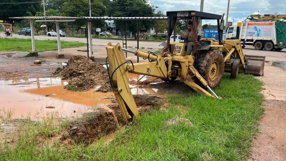 Equipes do GDF atuam para reduzir danos da chuva em Água Quente